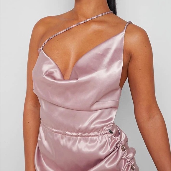 Satin Ruched Mini Ruched Dress - Picture 5 of 6